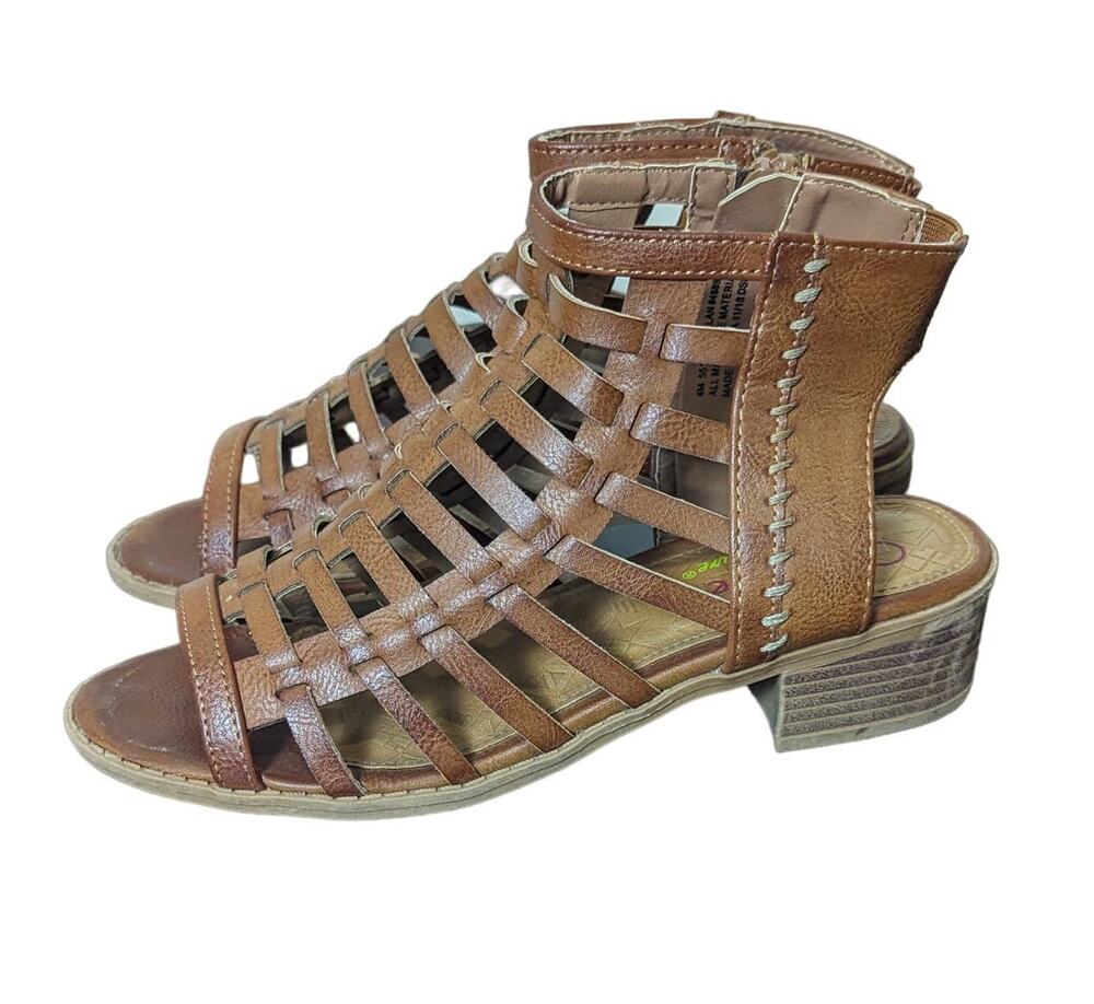Cupcake Couture Girls Brown Gladiator Side Zip Sandals Size 4 1.5in Heel